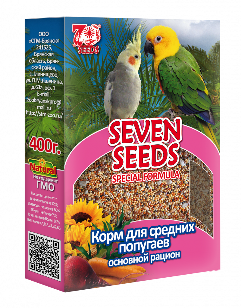 SEVEN SEEDS корм для средних попугаев основной рацион - купить недорого ...
